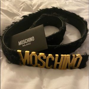 Black Moschino Furry Belt